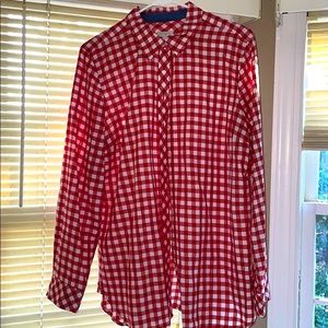 Talbots Red Gingham blouse